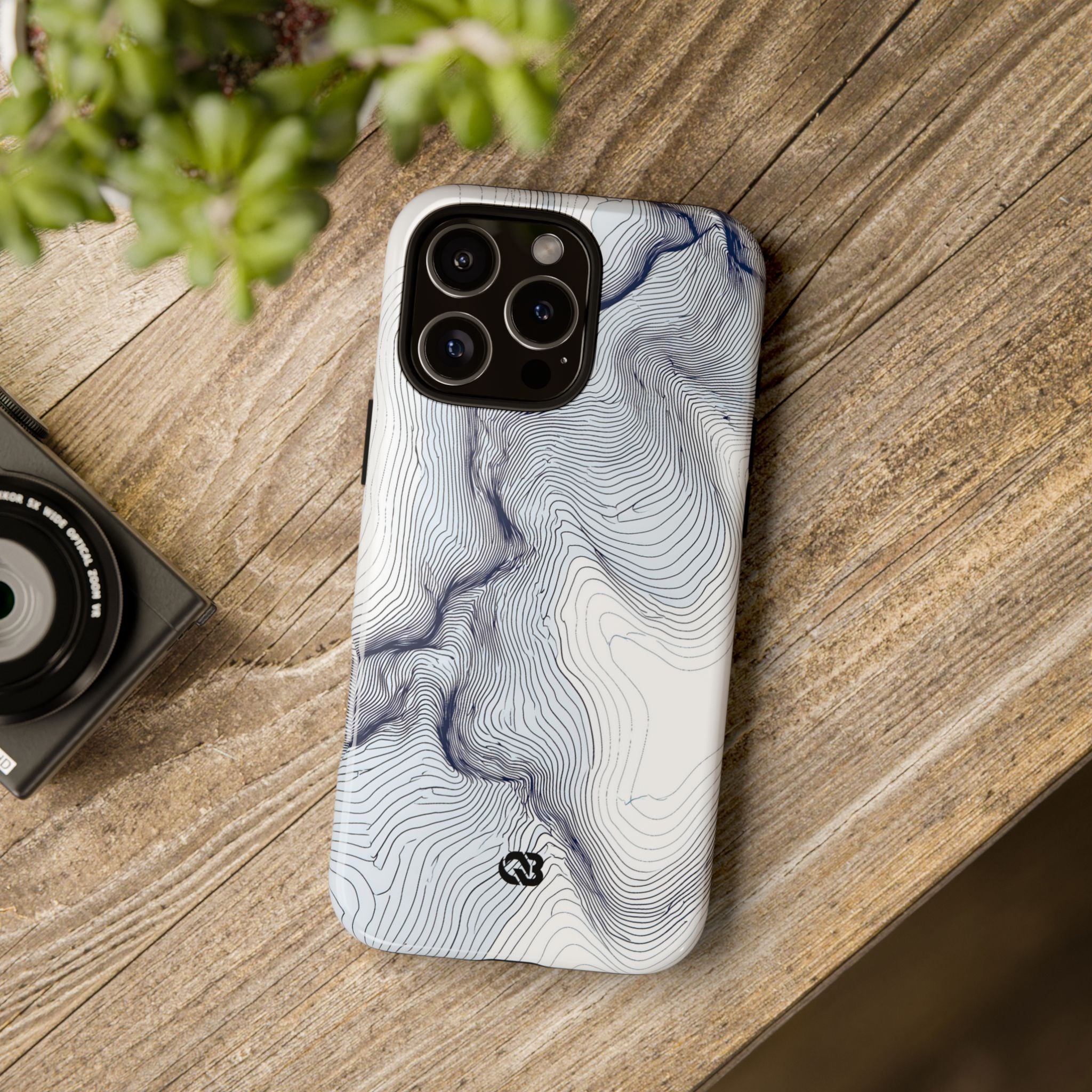 White Tough Phone Case for iPhone - Nordic Ridge Topo