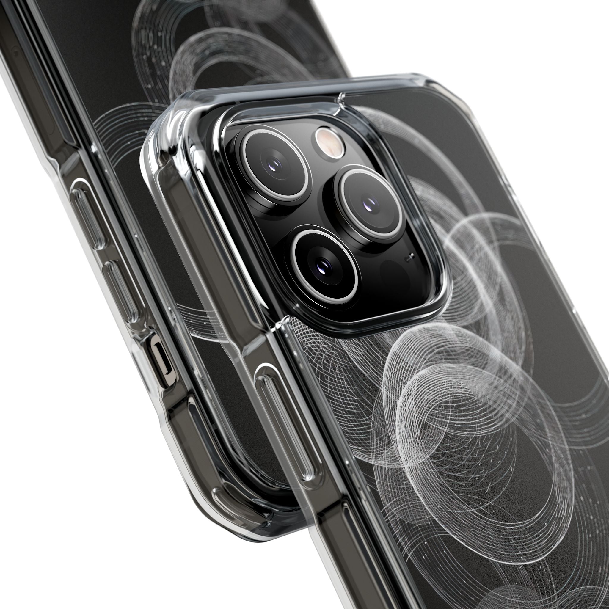 Black Impact MagSafe Phone Case for iPhone - Kinetic Wireframe Orbit