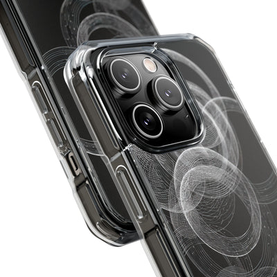 Black Impact MagSafe Phone Case for iPhone - Kinetic Wireframe Orbit
