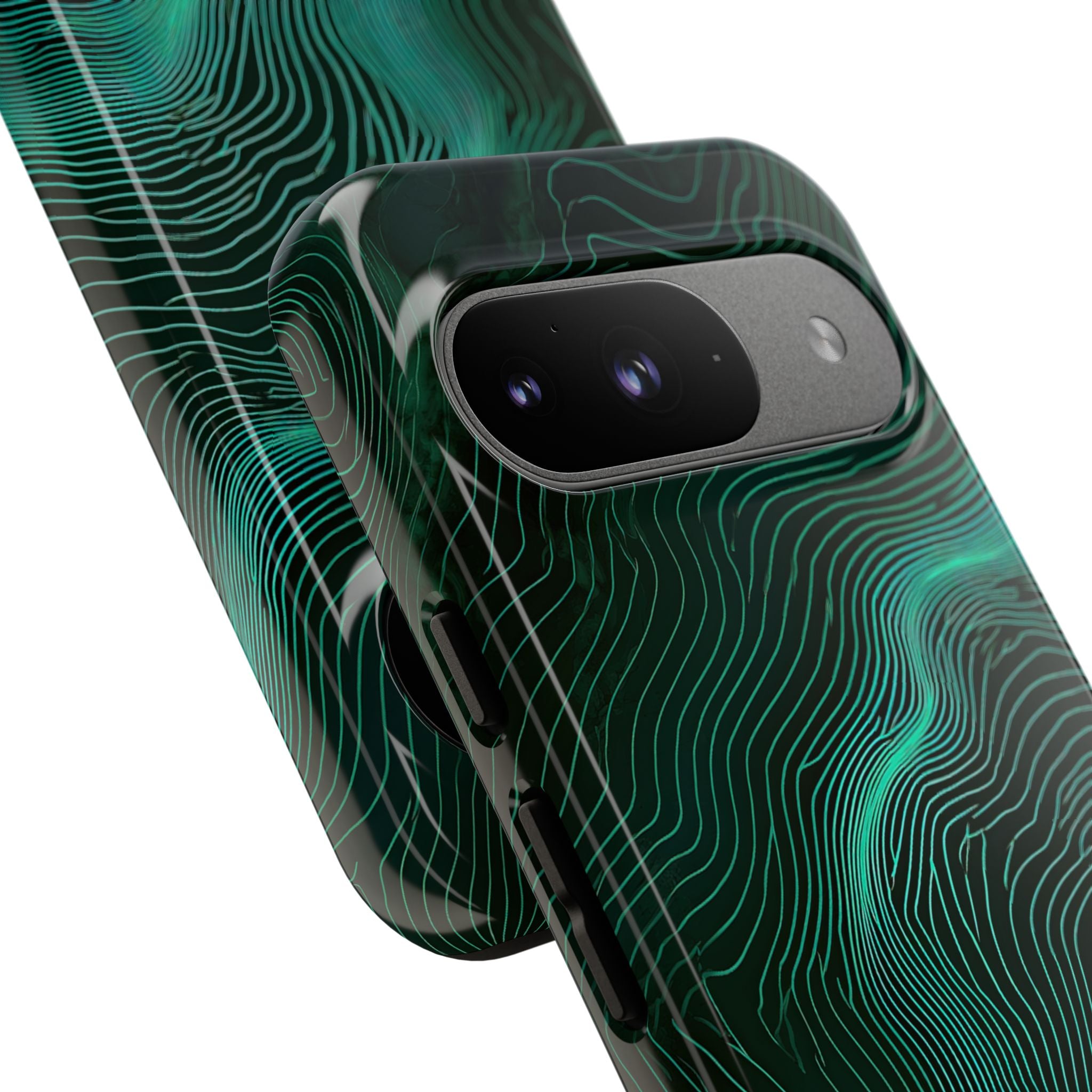 Teal Tough Phone Case for Google Pixel - Neon Jade Contour