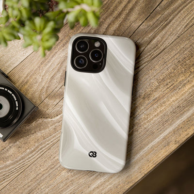 White Tough Phone Case for iPhone - Polished Ivory Wave