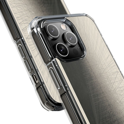 Beige Impact MagSafe Phone Case for iPhone - Brutalist Graphite Grid