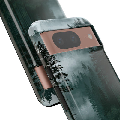 Green Tough Phone Case for Google Pixel - Misty Evergreen Mirror