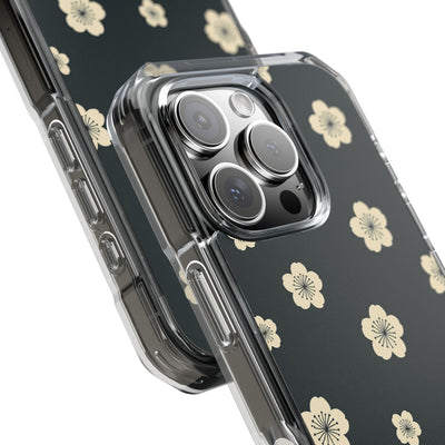 Teal Impact MagSafe Phone Case for iPhone - Obsidian Cream Petals