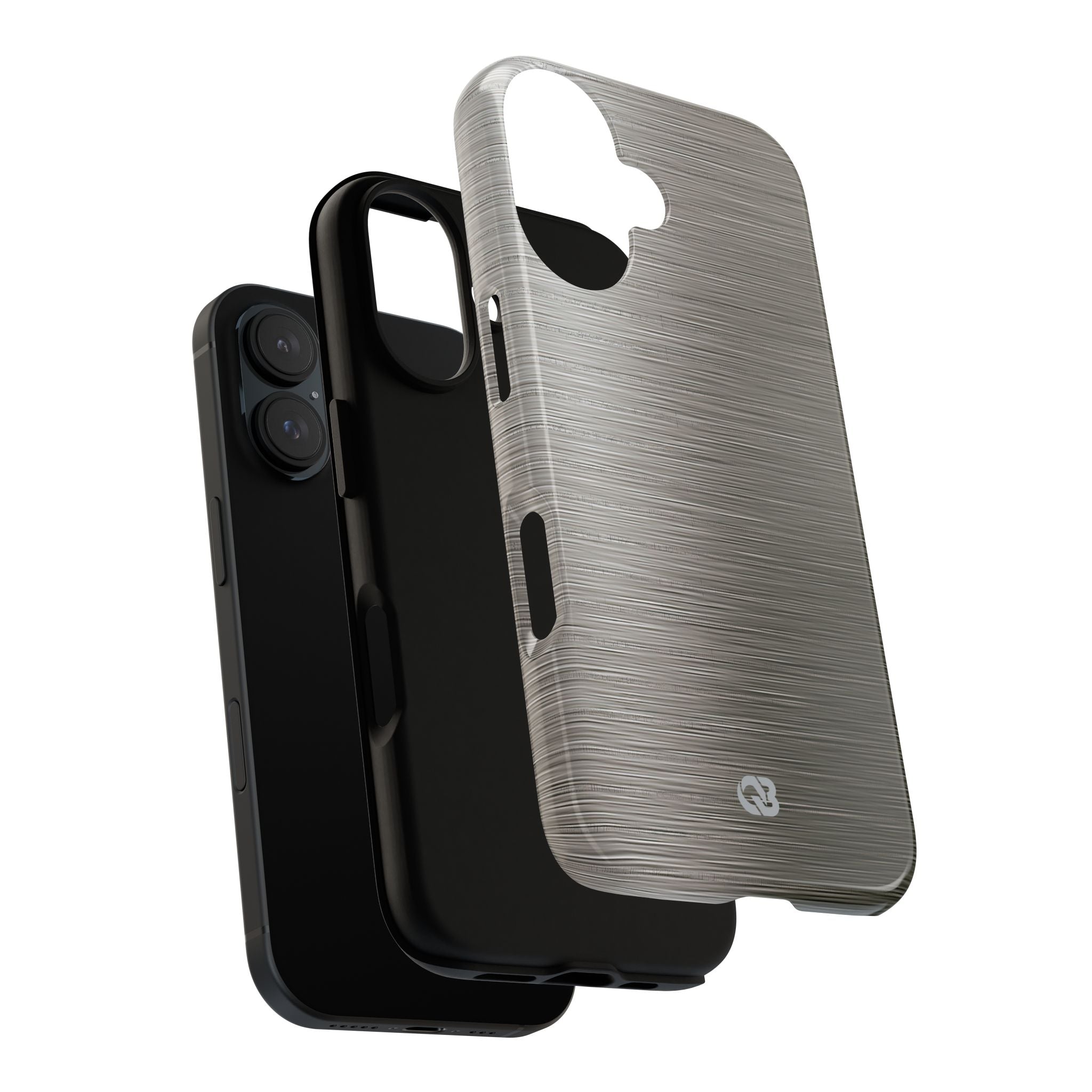 Grey Tough Phone Case for iPhone - Brushed Industrial Steel