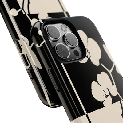 Beige Tough Phone Case for iPhone - Nocturnal Orchid Frame