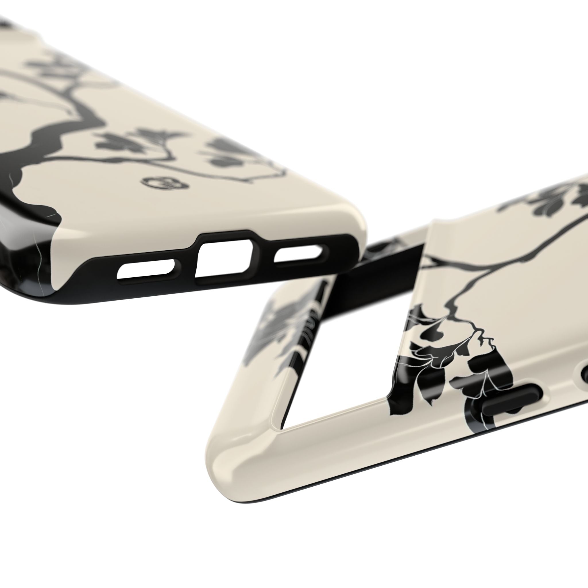 Beige Tough Phone Case for Google Pixel - Obsidian Bonsai Silhouette