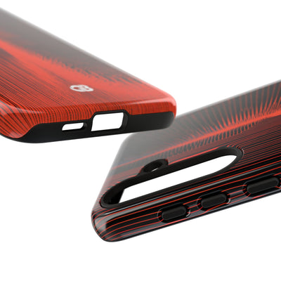 Red Tough Phone Case for Samsung - Crimson Frequency Pulse