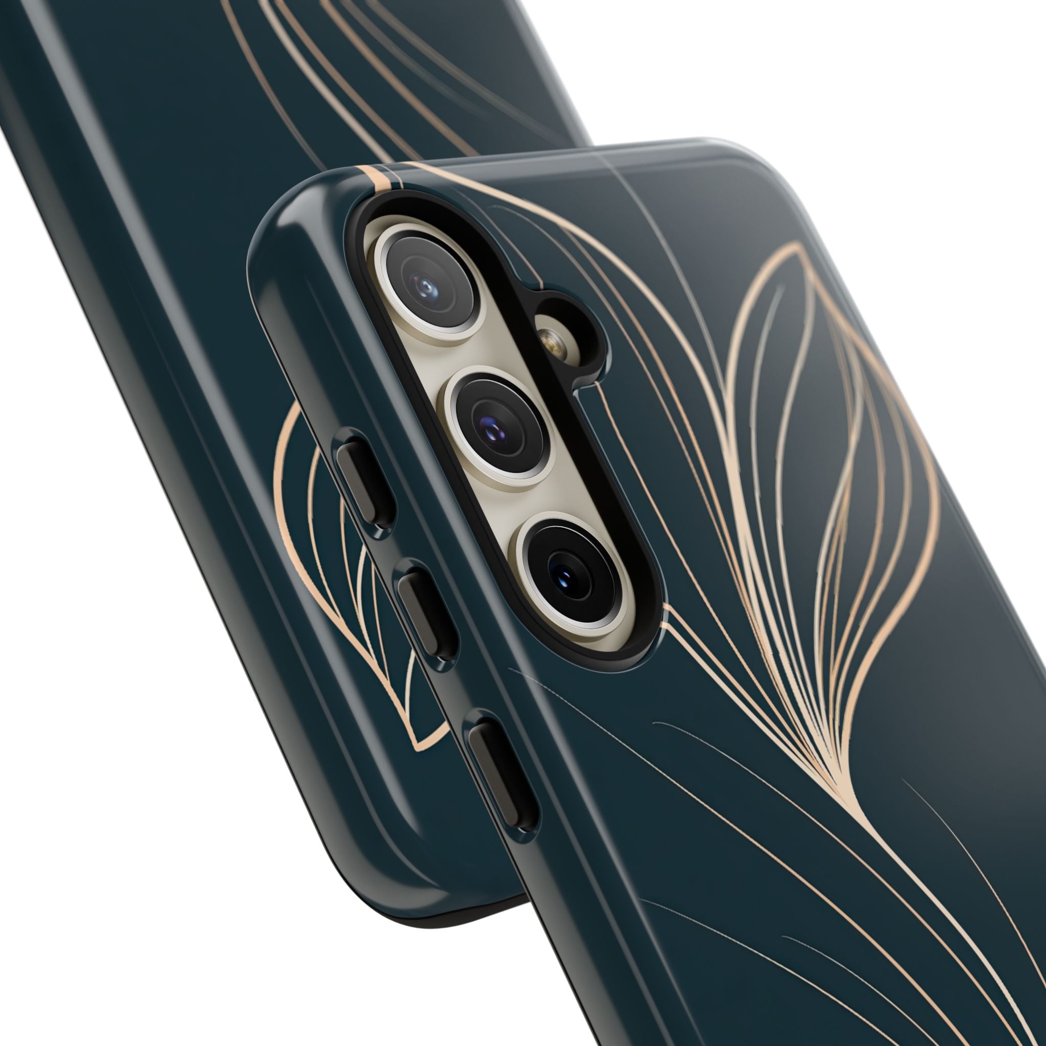 Teal Tough Phone Case for Samsung - Sandstone Silk Flora