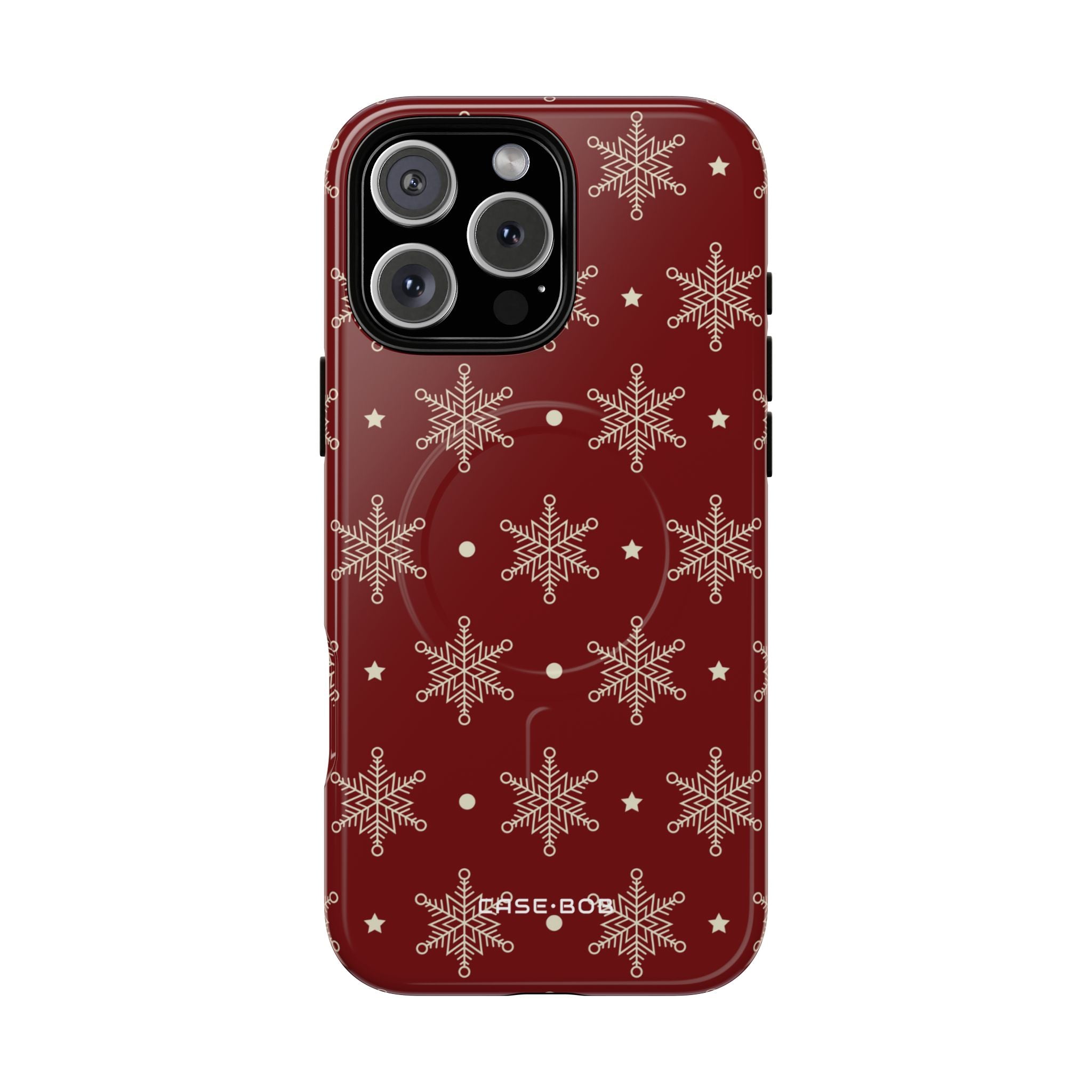 Cream Snowflake Crimson iPhone 16 Pro Max Skal - Tough+
