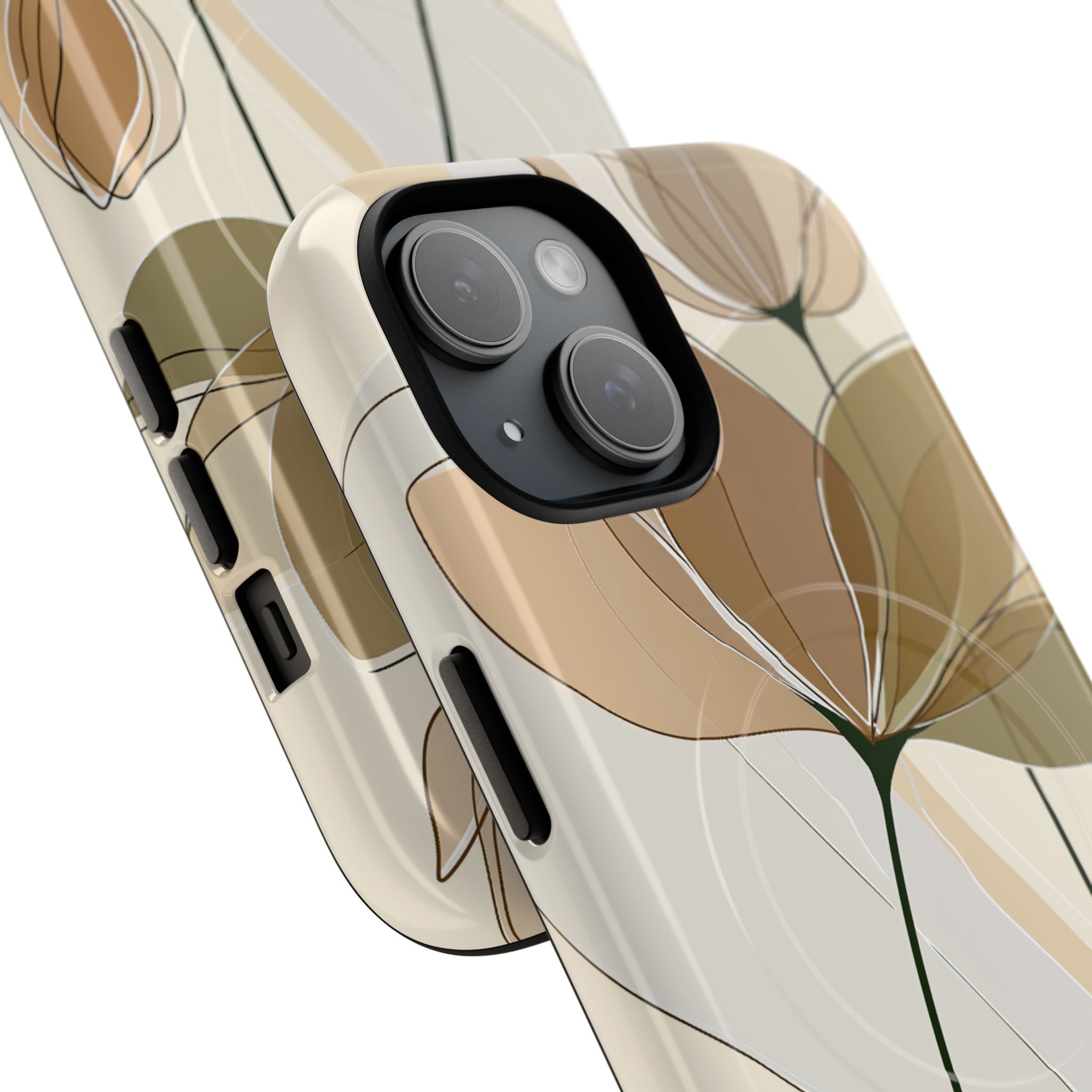 Beige Tough 2.0 Magsafe Phone Case for iPhone - Muted Ochre Petals