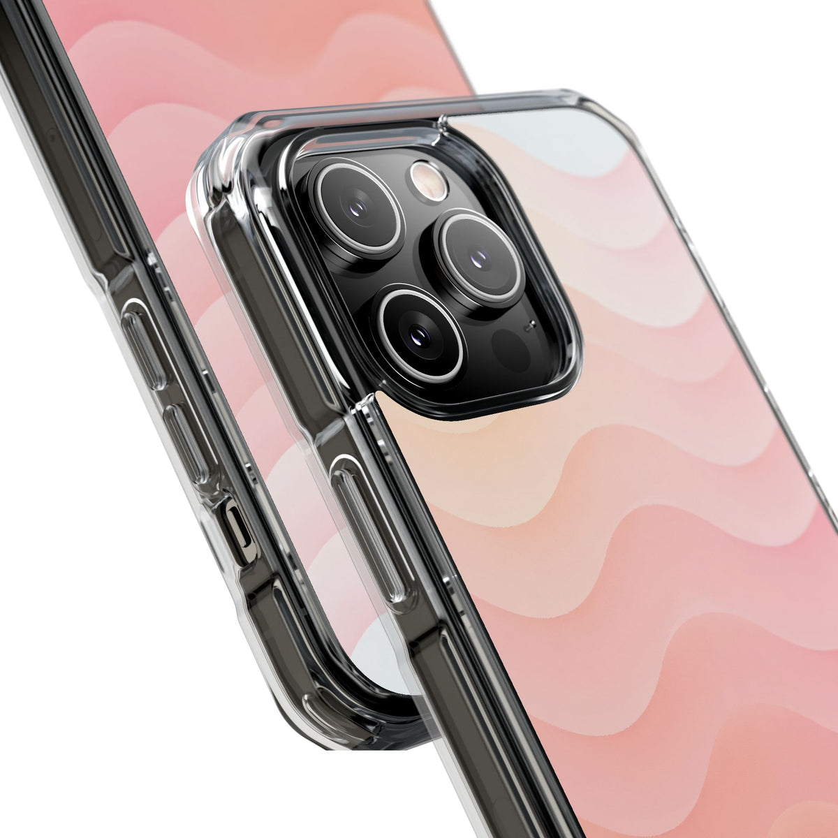Blush Horizon Waves · Clear Impact Magnetic Phone Case for iPhone · Pink