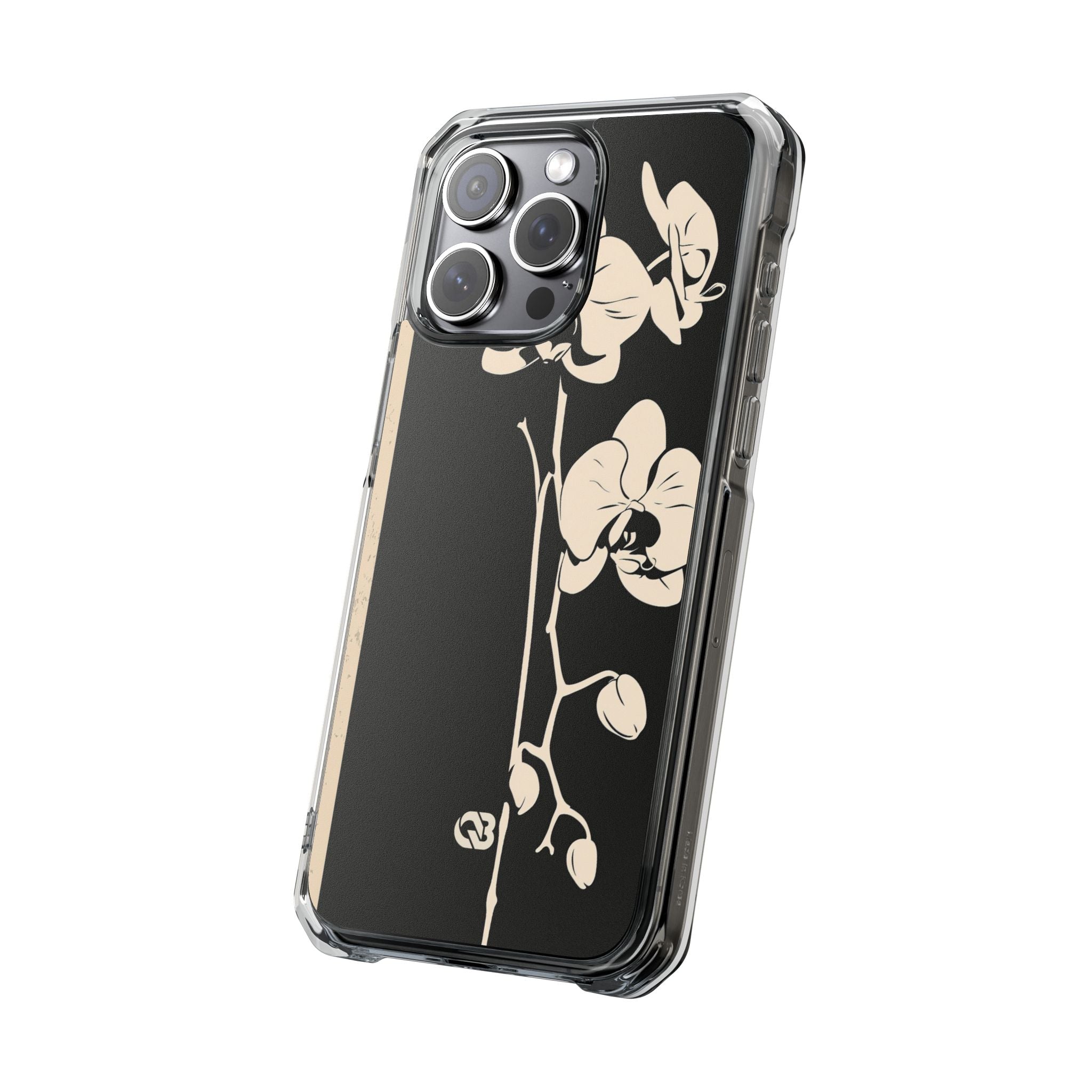 Black Impact MagSafe Phone Case for iPhone - Obsidian Bone Orchid