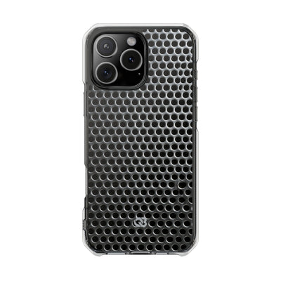 Silver Impact MagSafe Phone Case for iPhone - Brutalist Steel Mesh