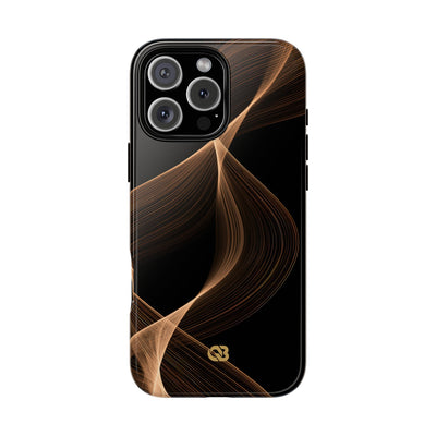 Brown Tough Phone Case for iPhone - Copper Silk Wave