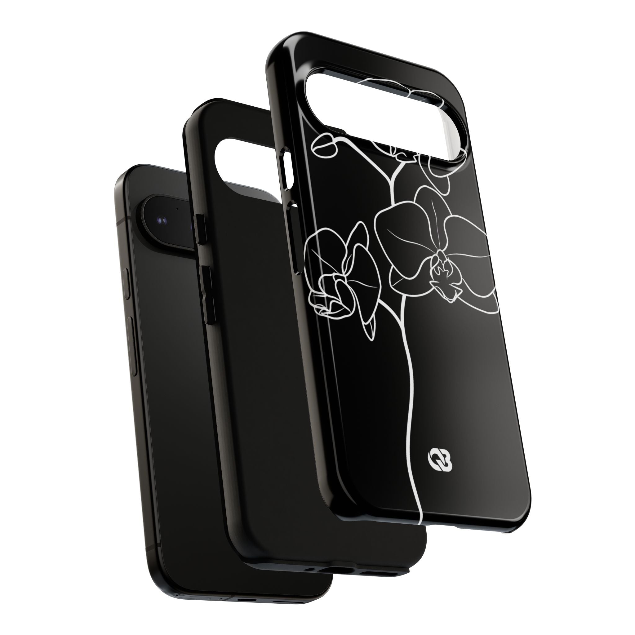Black Tough Phone Case for Google Pixel - Noir Alabaster Orchid