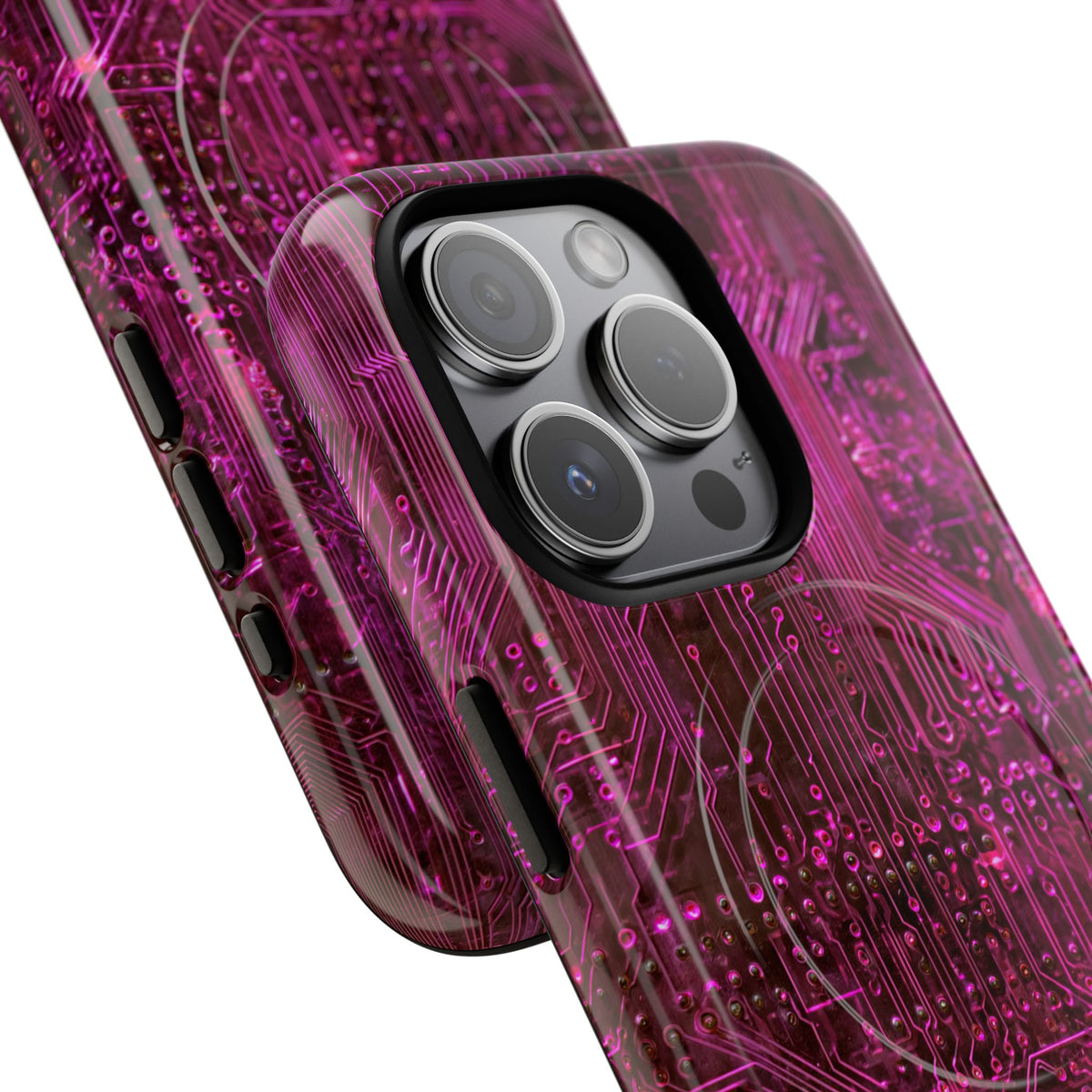 Magenta Circuit Trace · Tough 2.0 Magnetic Phone Case for iPhone · Pink