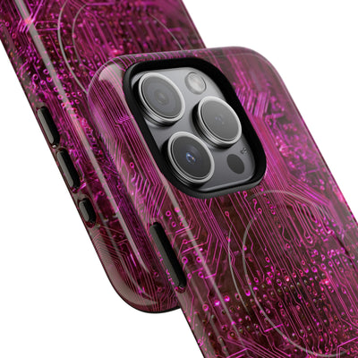 Magenta Circuit Trace · Tough 2.0 Magnetic Phone Case for iPhone · Pink