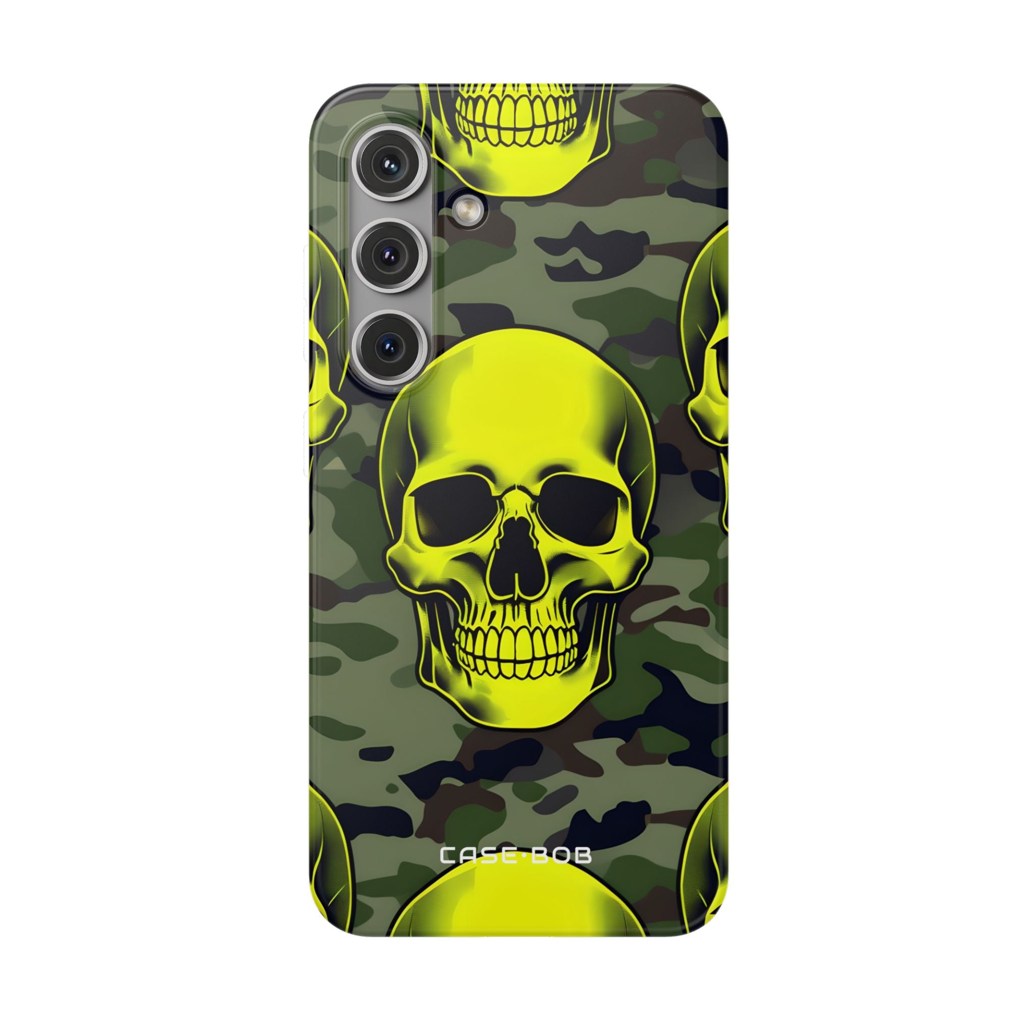 Neon Skull Camo Samsung S24 Cover - Blød