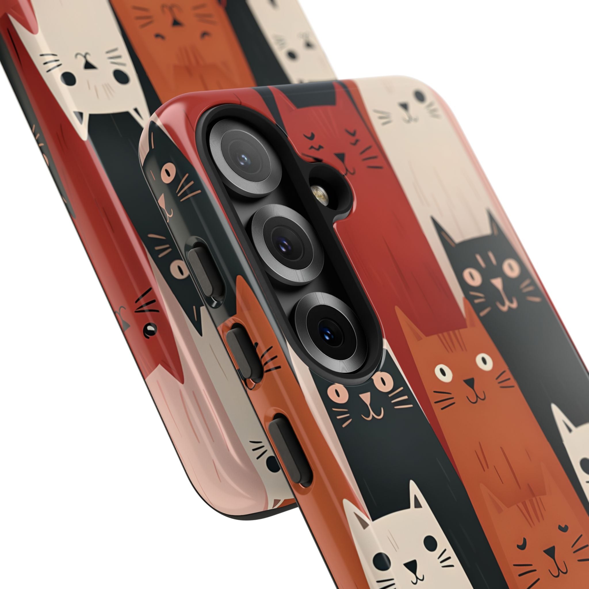 Verlängerte Katzen Schwarz Samsung S25 Case - Tough