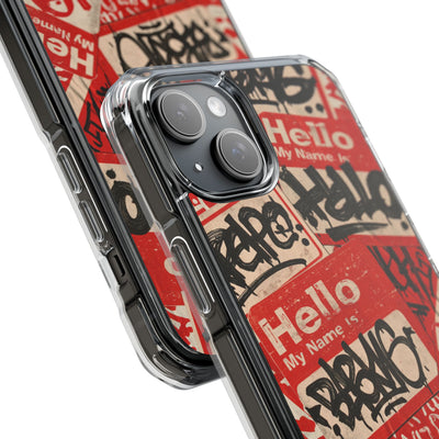 Slap Tag Collage · Clear Impact Magnetic Phone Case for iPhone · Red