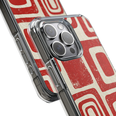 Vermilion Block Motif · Clear Impact Magnetic Phone Case for iPhone · Red