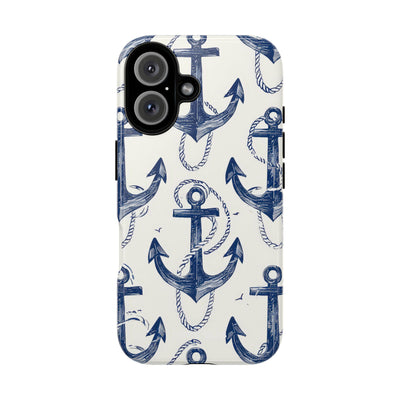 Navy Anchor Loop iPhone 16 Skal - Tough