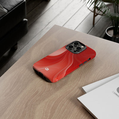 Red Tough Phone Case for iPhone - Crimson Silk Strands