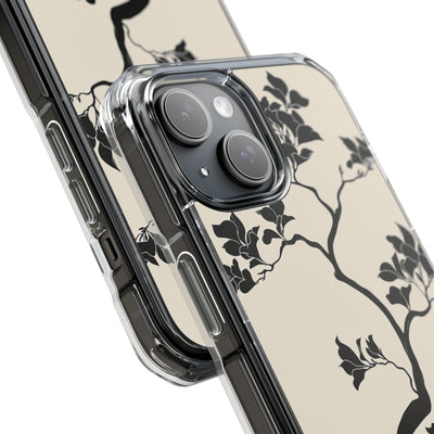 Beige Impact MagSafe Phone Case for iPhone - Obsidian Bonsai Silhouette