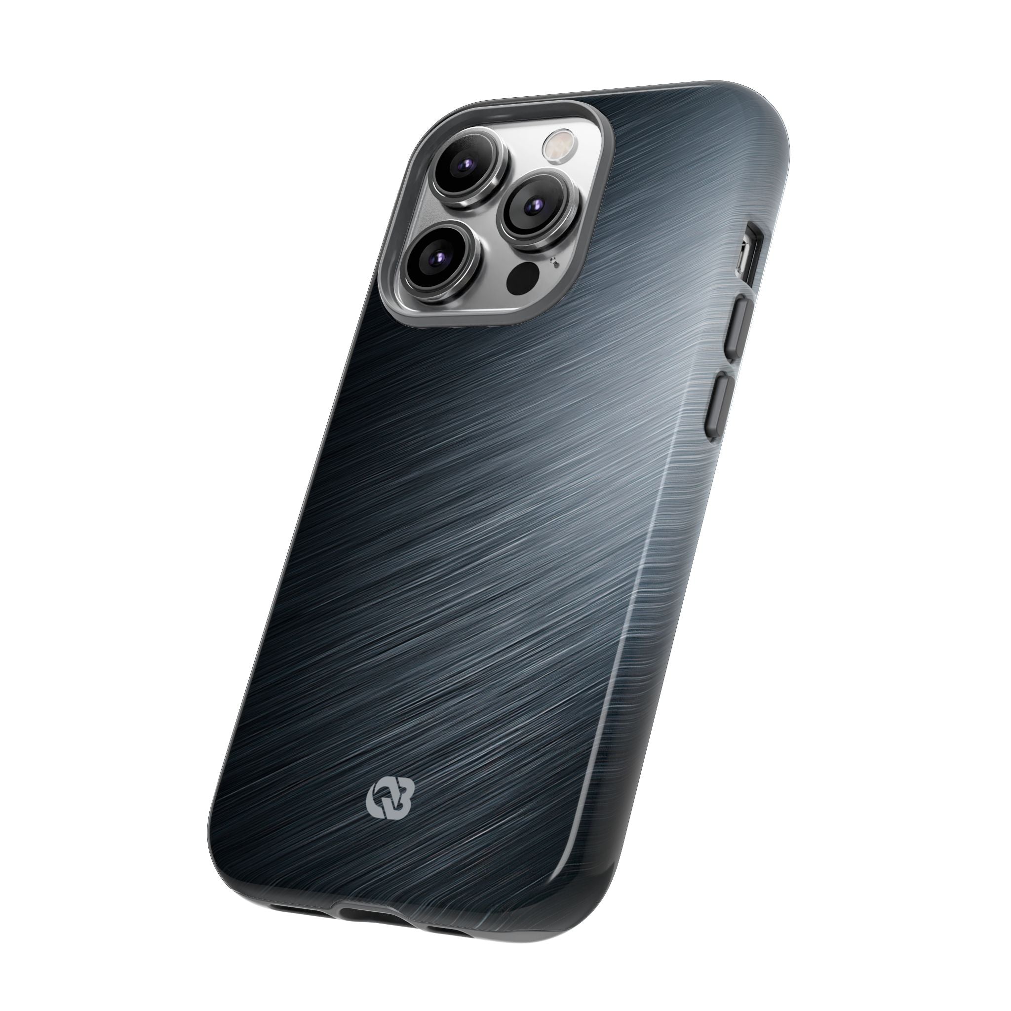 Grey Tough Phone Case for iPhone - Charcoal Brushed Steel