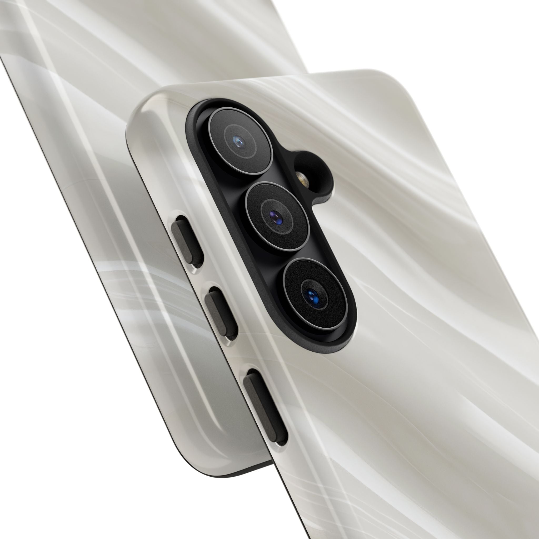 White Tough Phone Case for Samsung - Polished Ivory Wave