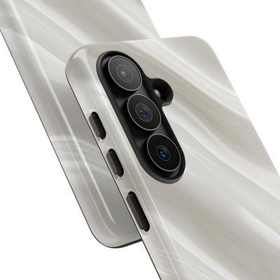 White Tough Phone Case for Samsung - Polished Ivory Wave