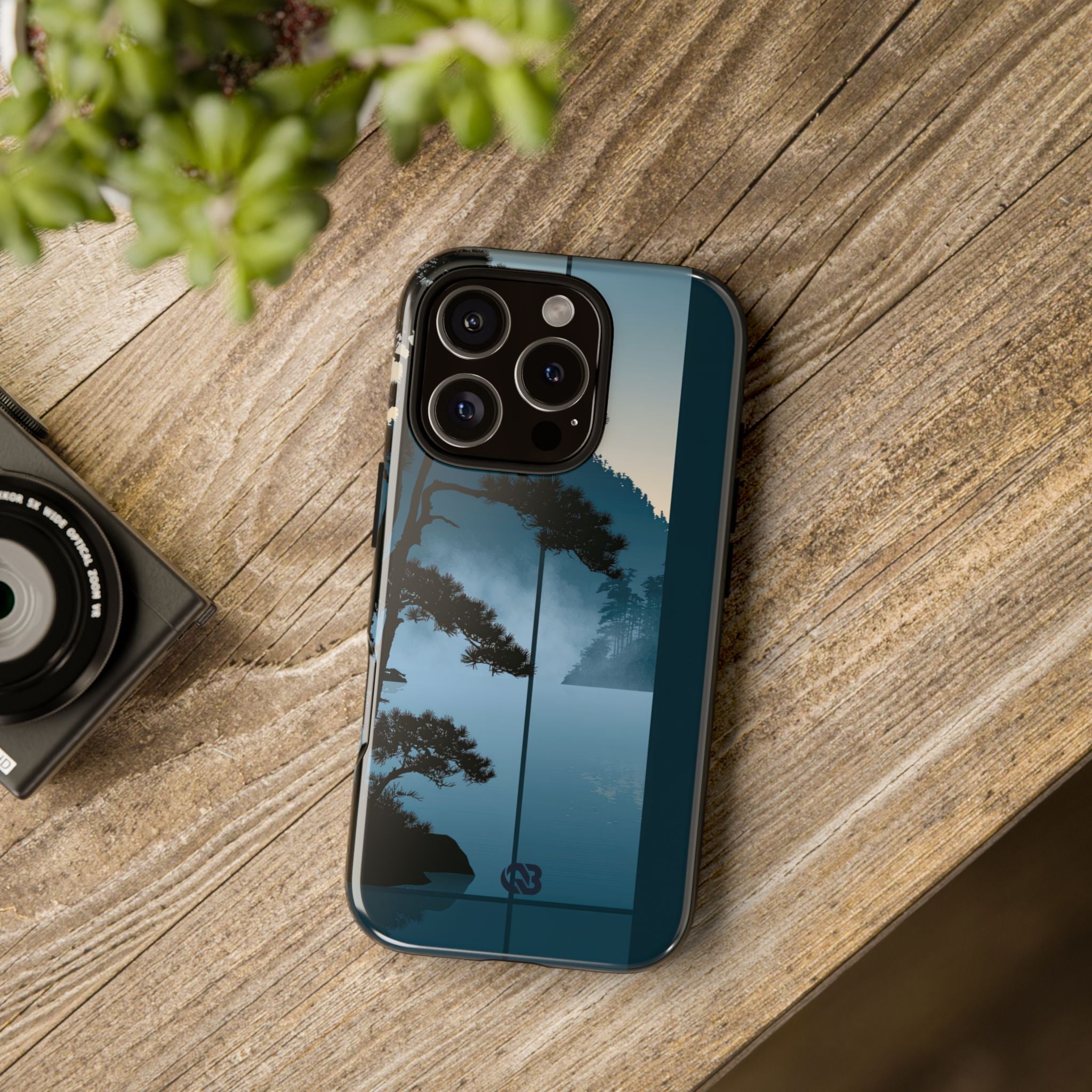 Blue Tough Phone Case for iPhone - Kyoto Mist Pine