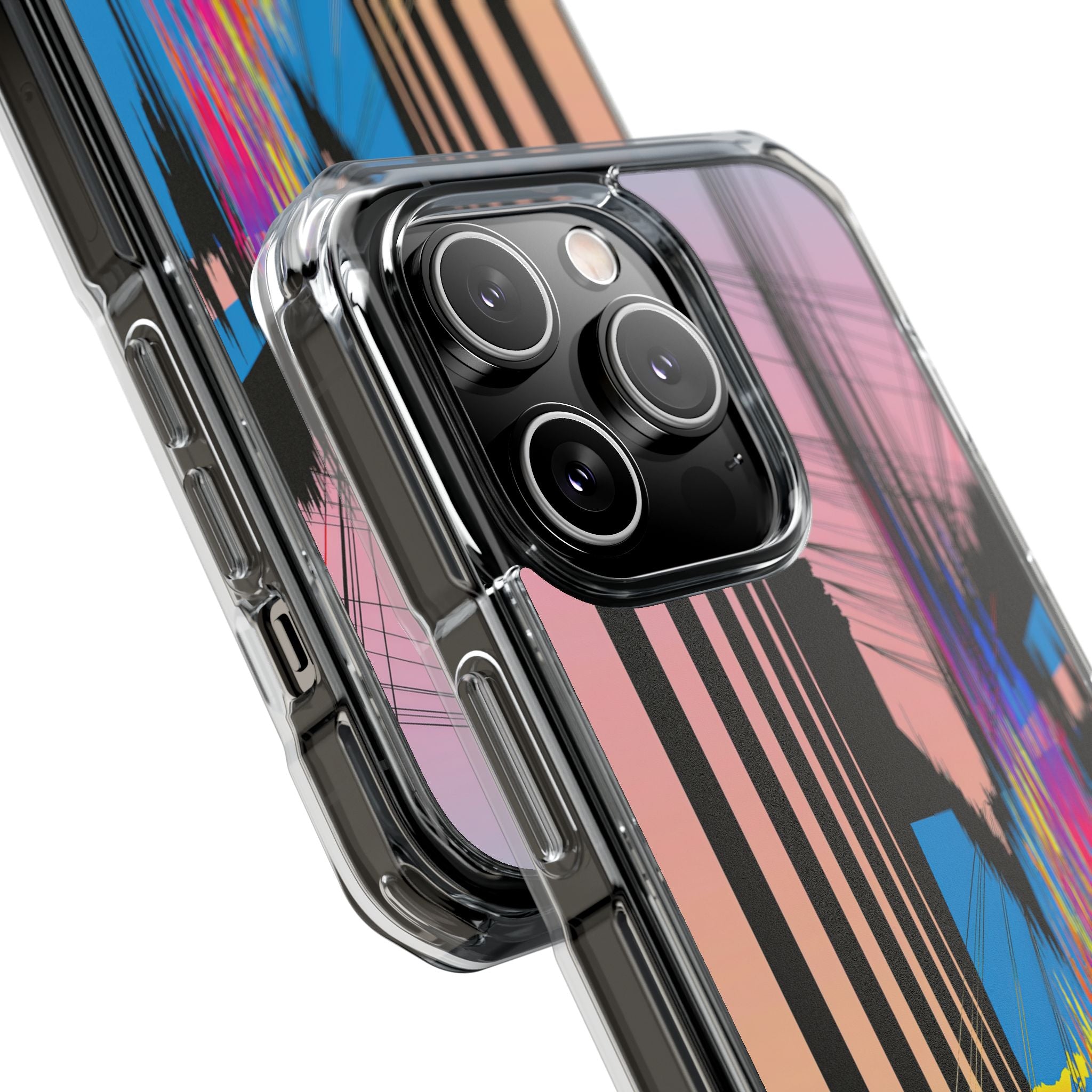 Blue Impact MagSafe Phone Case for iPhone - Fractured Data Skyline