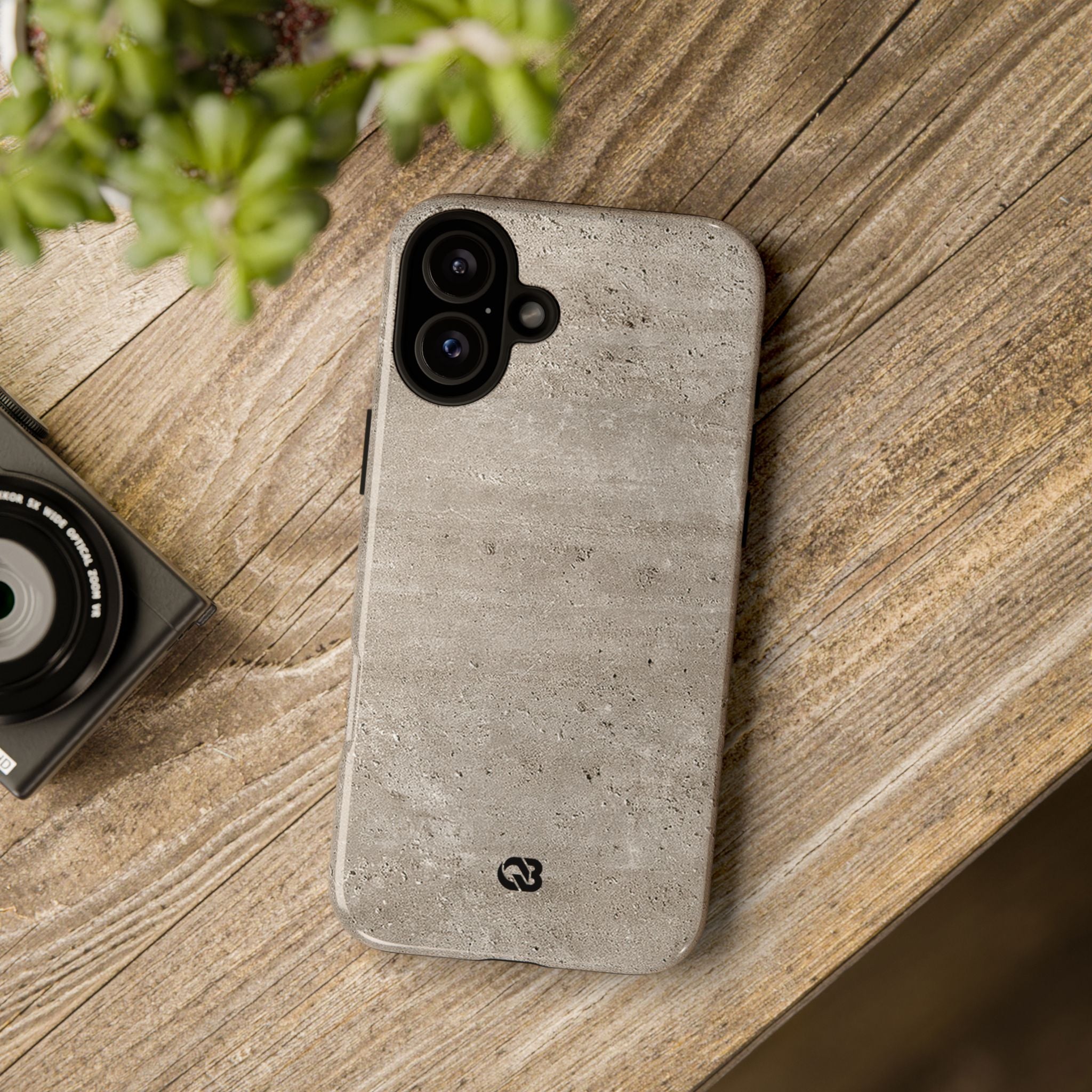 Grey Tough Phone Case for iPhone - Brutalist Stone Grit
