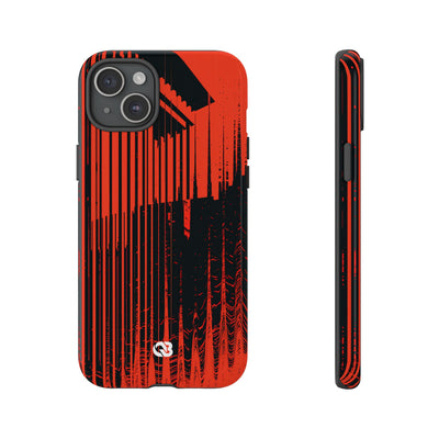 Red Tough Phone Case for iPhone - Crimson Brutalist Distortion