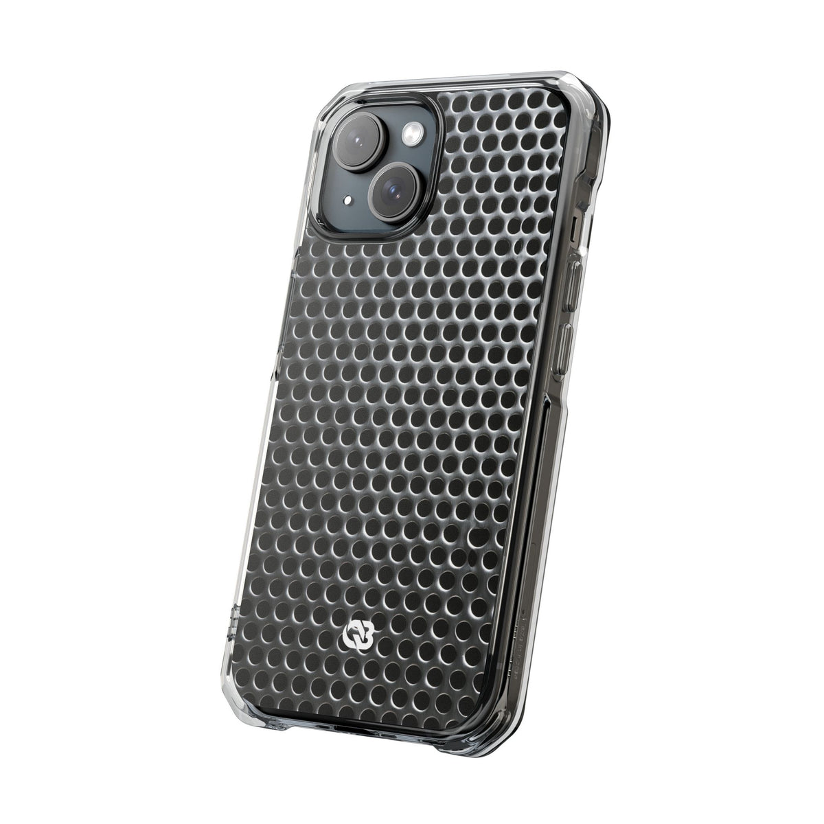 Brushed Perforated Steel · Clear Impact Magnetic Phone Case for iPhone ·  Silver