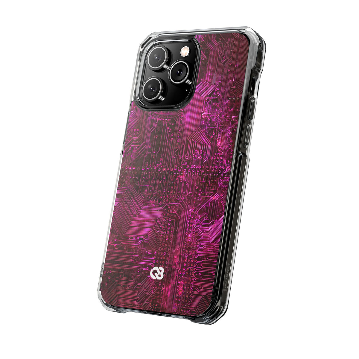 Magenta Circuit Trace · Clear Impact Magnetic Phone Case for iPhone · Pink