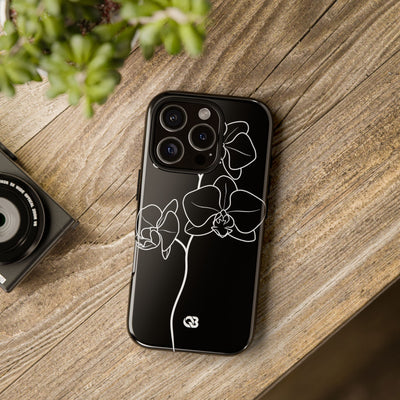 Black Tough Phone Case for iPhone - Noir Alabaster Orchid