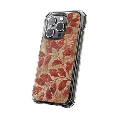 Terracotta Botanical Fresco · Clear Impact Magnetic Phone Case for iPhone · Red