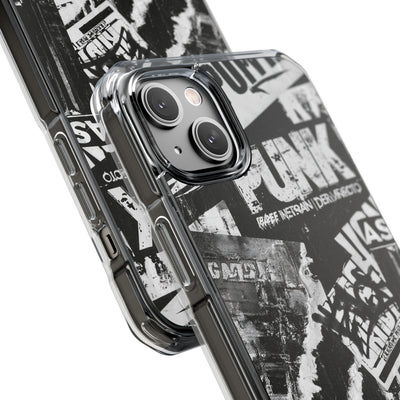 Underground Punk Collage · Clear Impact Magnetic Phone Case for iPhone · Black