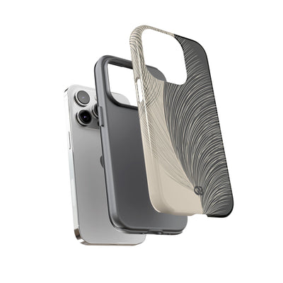 Beige Tough Phone Case for iPhone - Obsidian Cream Plume