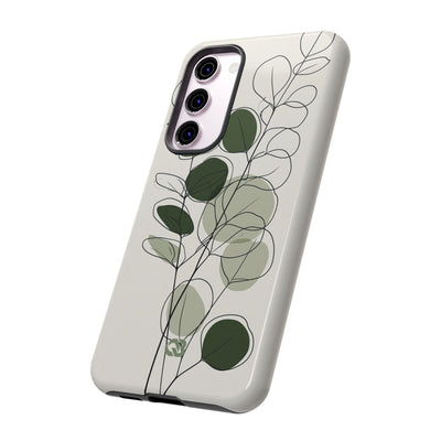 Green Tough Phone Case for Samsung - Muted Eucalyptus Sketch
