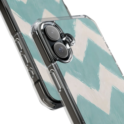 Teal Painted Chevron · Impact Coque de téléphone pour iPhone · Magsafe