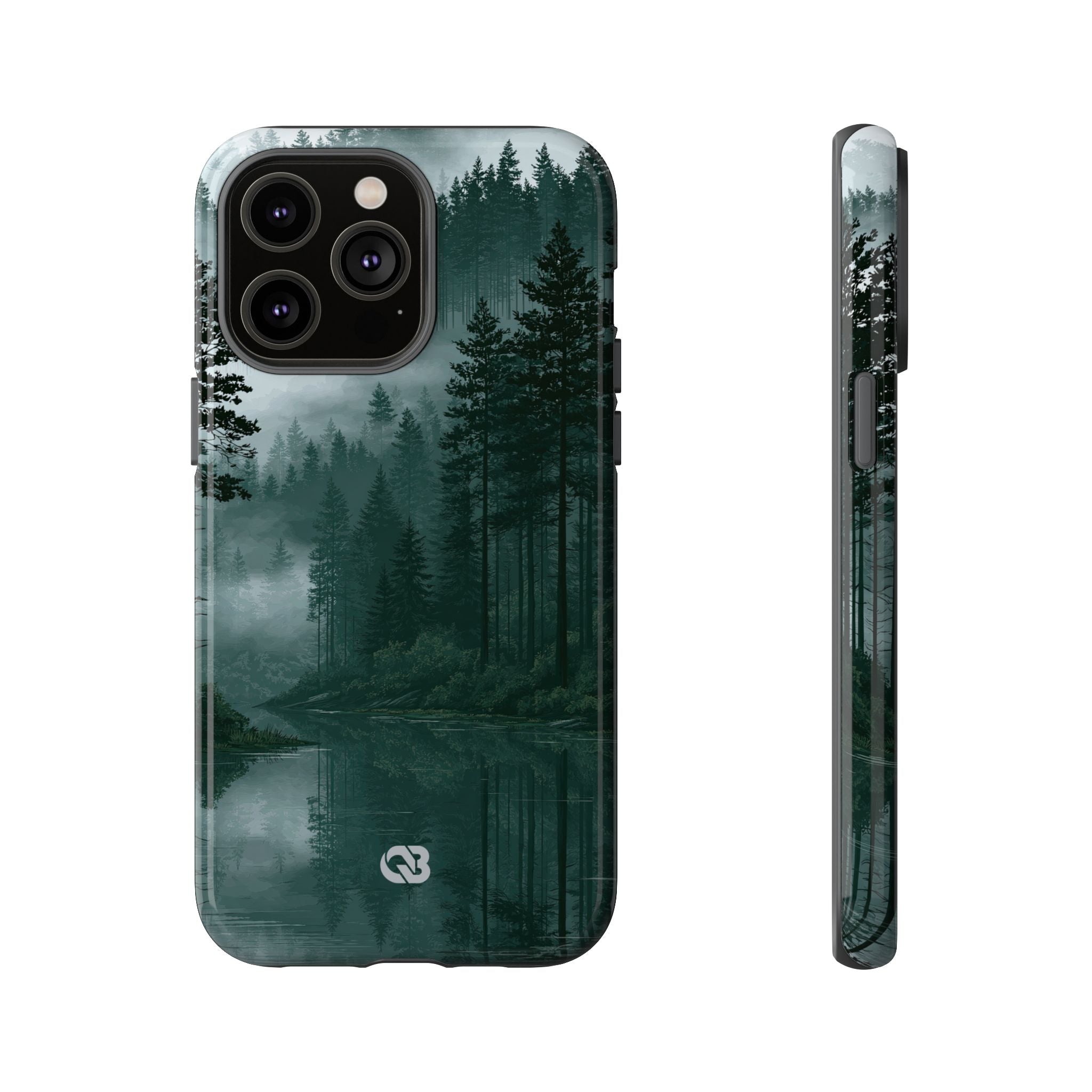 Green Tough Phone Case for iPhone - Misty Evergreen Mirror