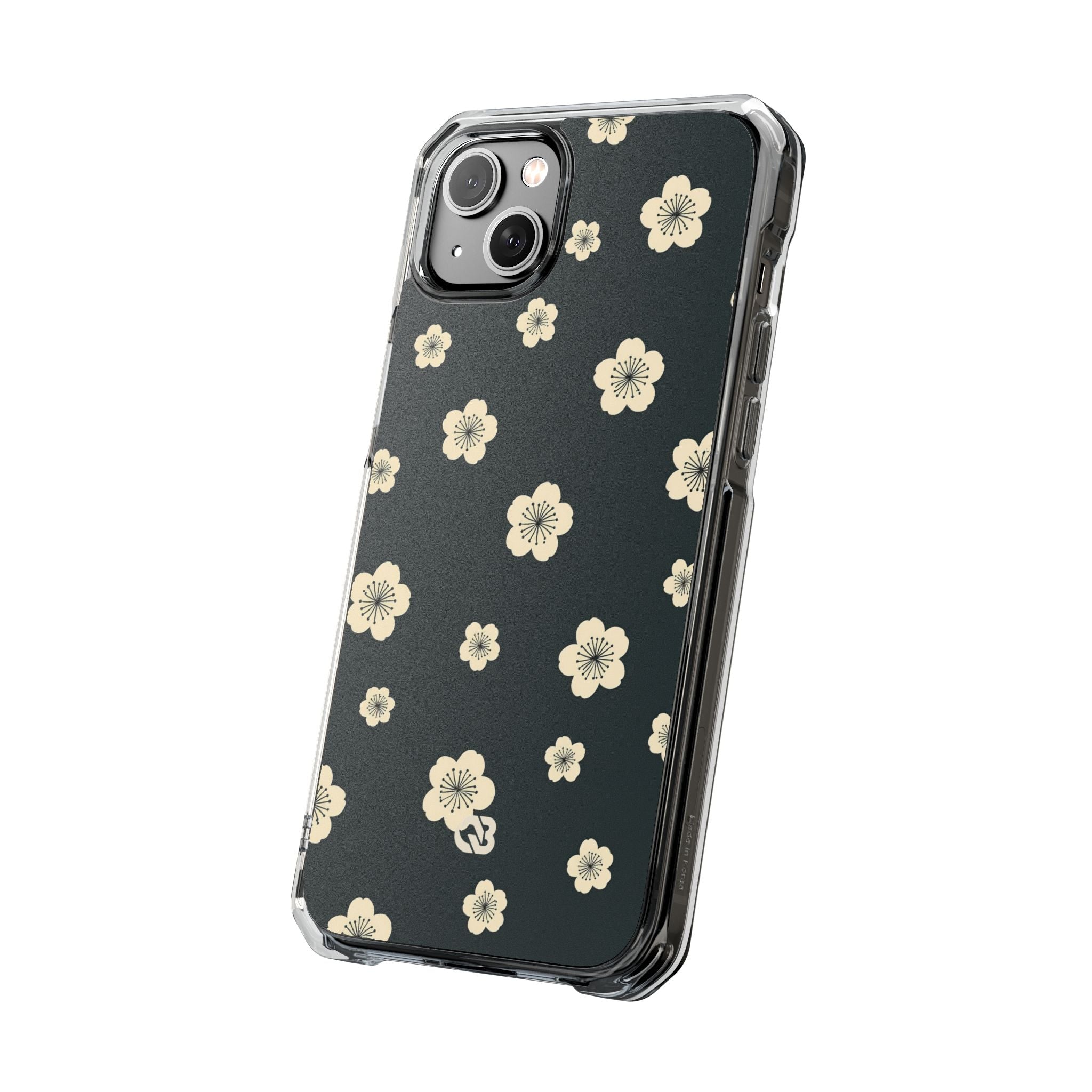 Teal Impact MagSafe Phone Case for iPhone - Obsidian Cream Petals