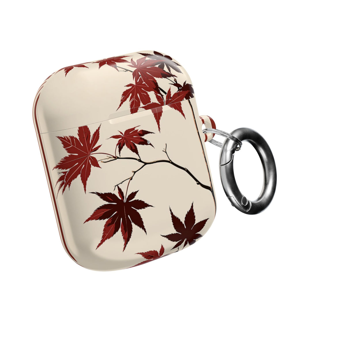 Crimson Maple Branch · Hard Case for AirPods & AirPods Pro · Beige