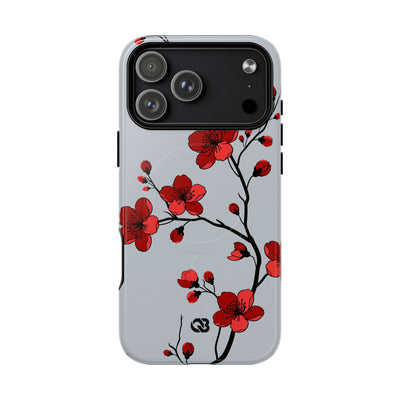 Grey Tough 2.0 Magsafe Phone Case for iPhone - Crimson Blossom Onyx