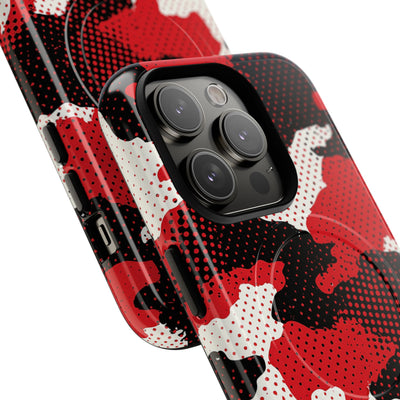 Crimson Halftone Camo · Tough 2.0 Magnetic Phone Case for iPhone · Red