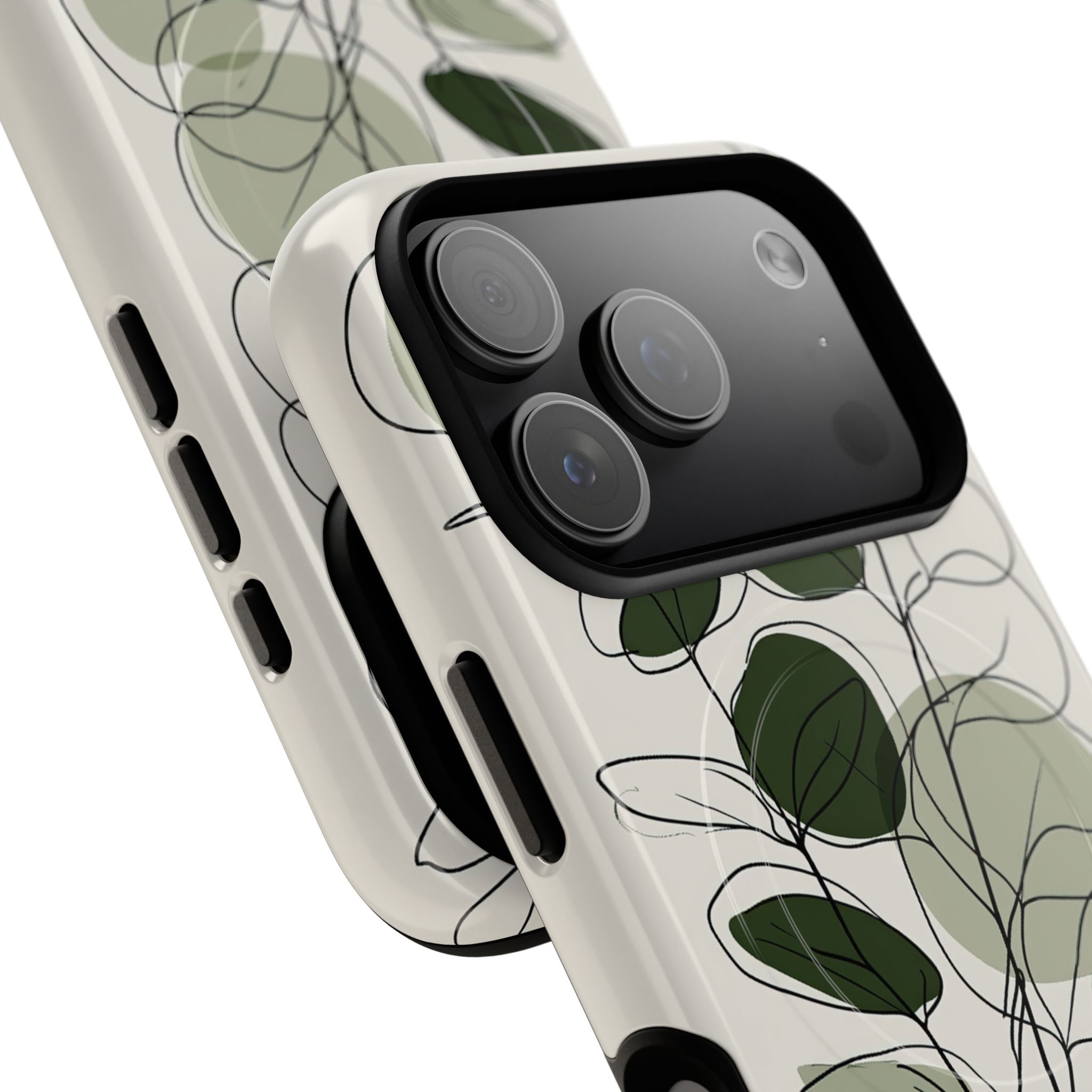 Green Tough 2.0 Magsafe Phone Case for iPhone - Muted Eucalyptus Sketch
